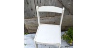 Chaise d'école blanche en bois solide vintage